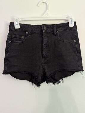 Talula Black High-Rise Frayed Denim Shorts